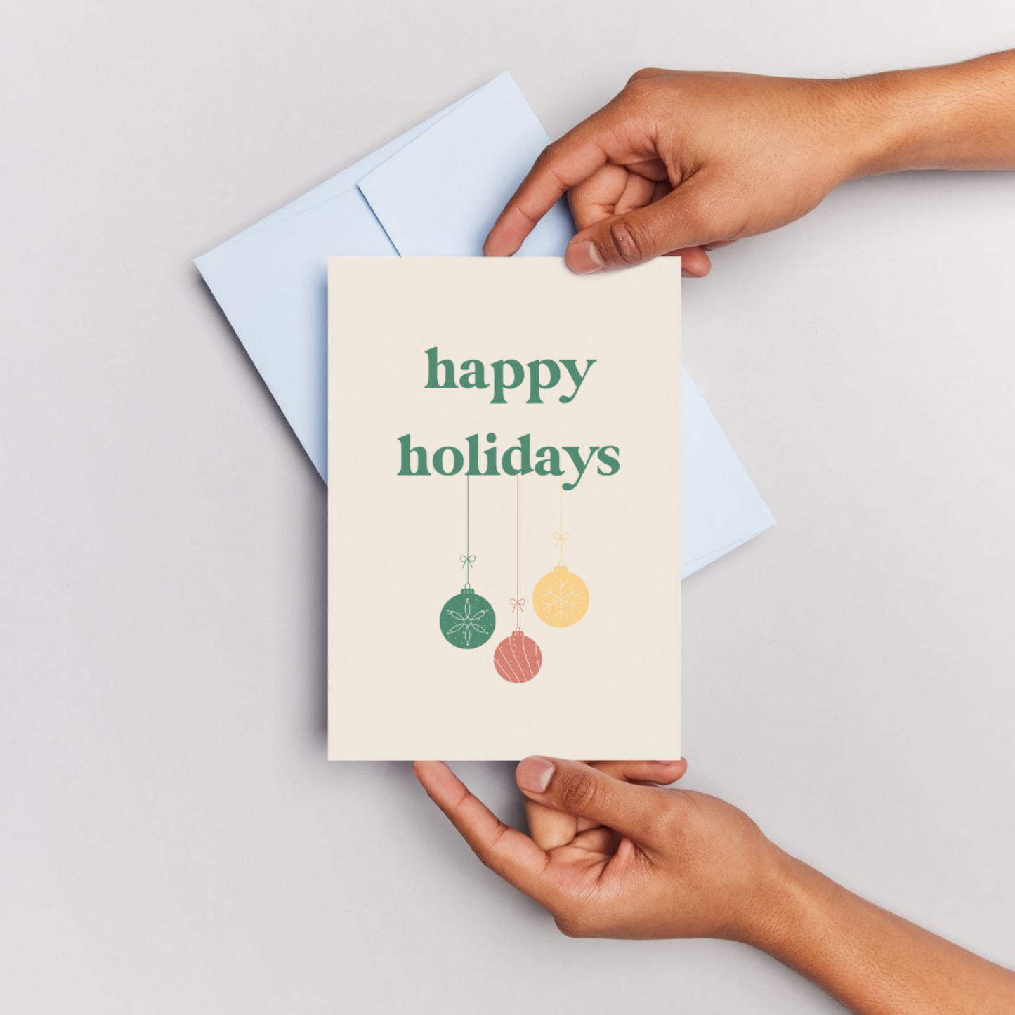 5x7 Happy Holidays Ornaments Card