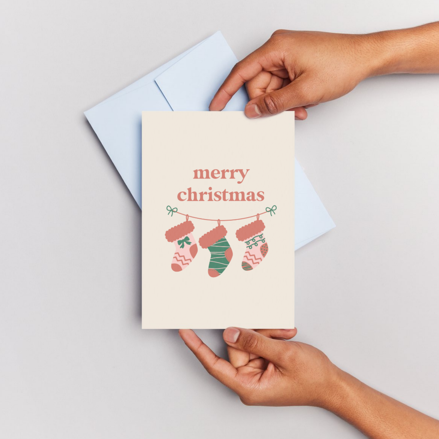 5x7 Merry Christmas Stockings Card
