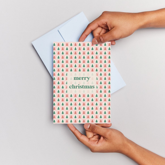 5x7 Merry Christmas Tree Pattern Card